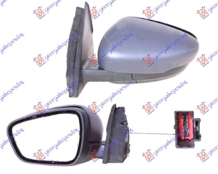DOOR MIRROR ELECTRICAL HEATED FOLDABLE PRIMED (W/SIDE LAMP & FOOT LAMP & BLIS)