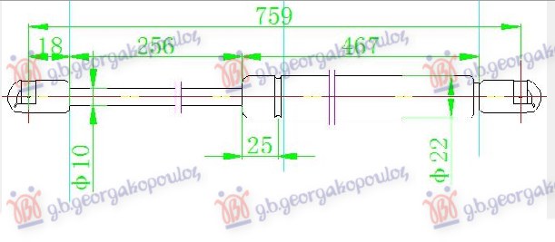 GAS SPRING TAIL GATE (759L-670N)