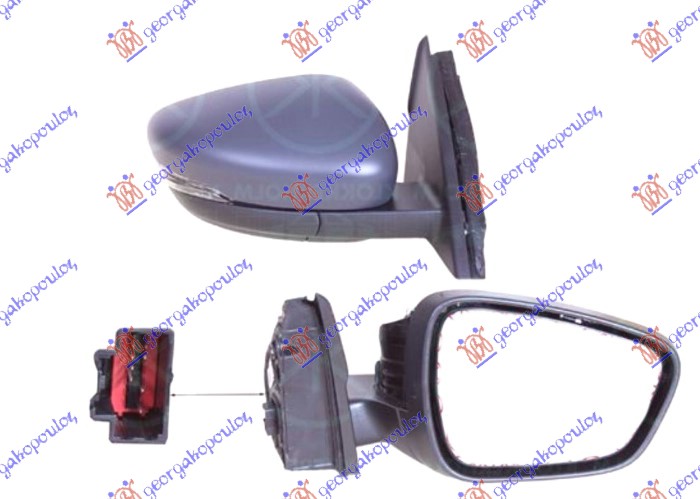 DOOR MIRROR ELECTRICAL HEATED FOLDABLE PRIMED (W/SIDE LAMP & FOOT LAMP) (A QUALITY)