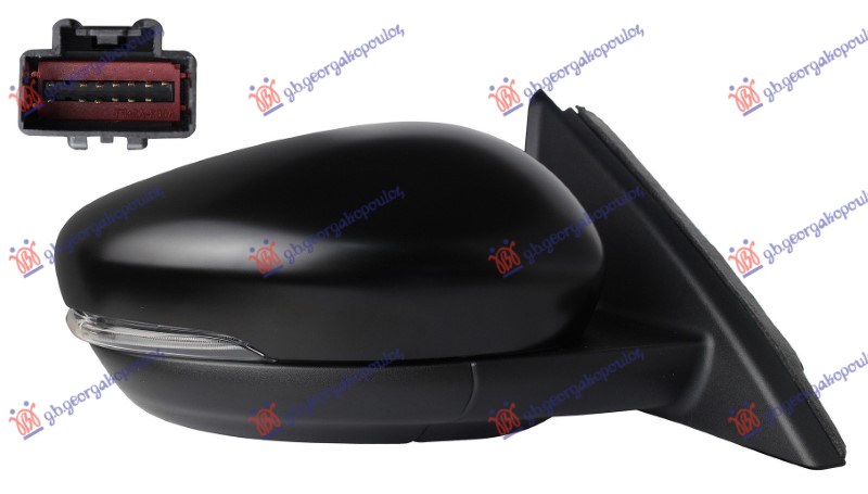 DOOR MIRROR ELECT. HEATED FOLDABLE PRIMED W/MEMORY (W/S. LAMP & FOOT L.) 13PIN (A QUALITY) (CONVEX GLASS)
