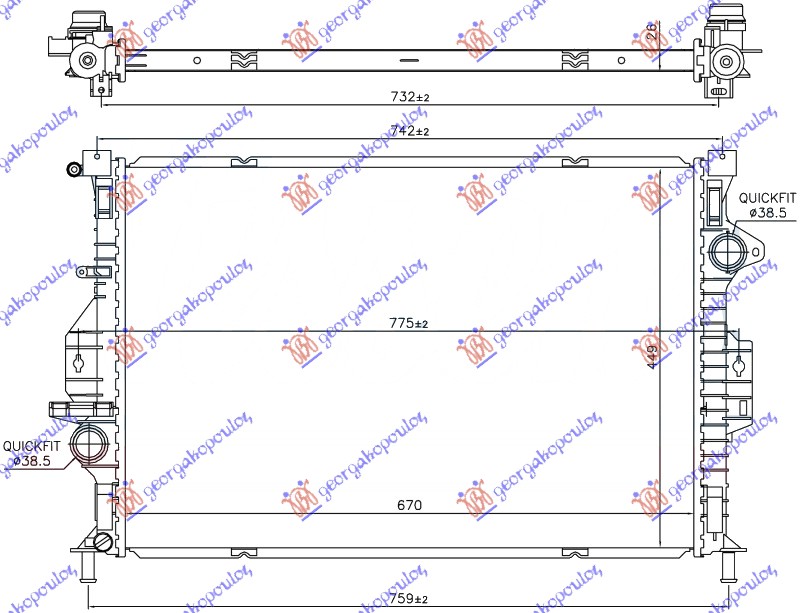RADIATOR 1.6 EcoBoost AUTOMATIC PETROL -2015 (670x449x26)