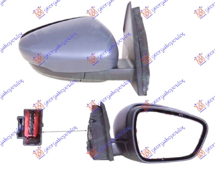 DOOR MIRROR ELECTRICAL HEATED FOLDABLE PRIMED (W/SIDE LAMP & FOOT LAMP & BLIS)